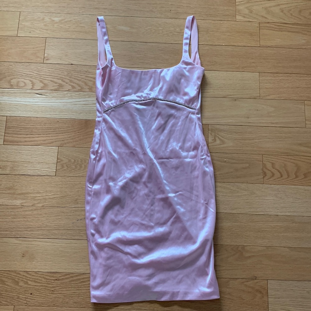MESHKI Satin Pink Diamanté Mini Dress XS